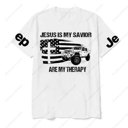 Jesus is My Savior, Jps are My Therapy Ameriacn Flag Cross and Jp Lover T-Shirt