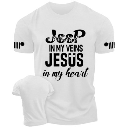 Jp in My Veins Jesus in My Heart Jp Tire Mark T-Shirt