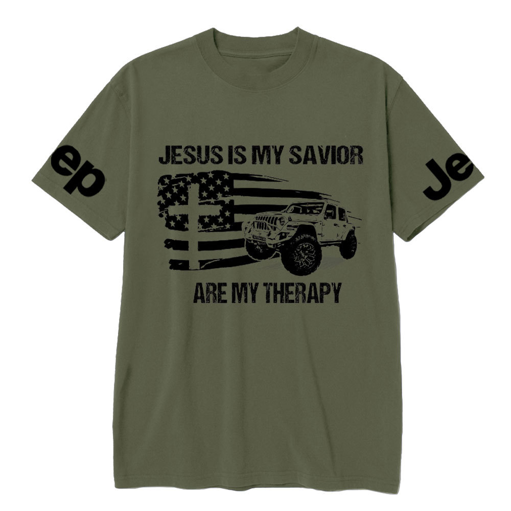 Jesus is My Savior, Jps are My Therapy Ameriacn Flag Cross and Jp Lover T-Shirt