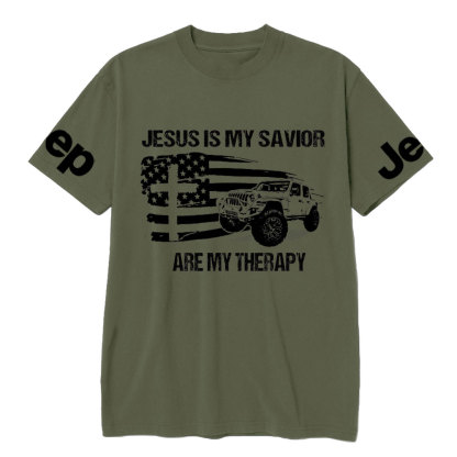 Jesus is My Savior, Jps are My Therapy Ameriacn Flag Cross and Jp Lover T-Shirt