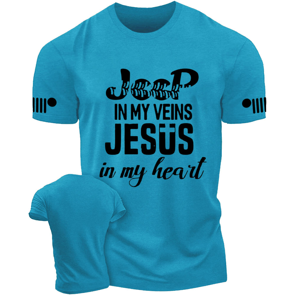 Jp in My Veins Jesus in My Heart Jp Tire Mark T-Shirt