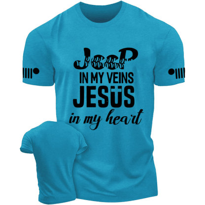 Jp in My Veins Jesus in My Heart Jp Tire Mark T-Shirt