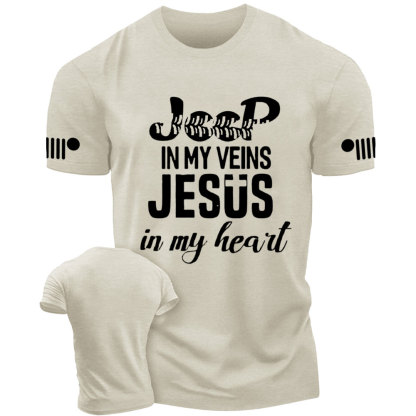 Jp in My Veins Jesus in My Heart Jp Tire Mark T-Shirt