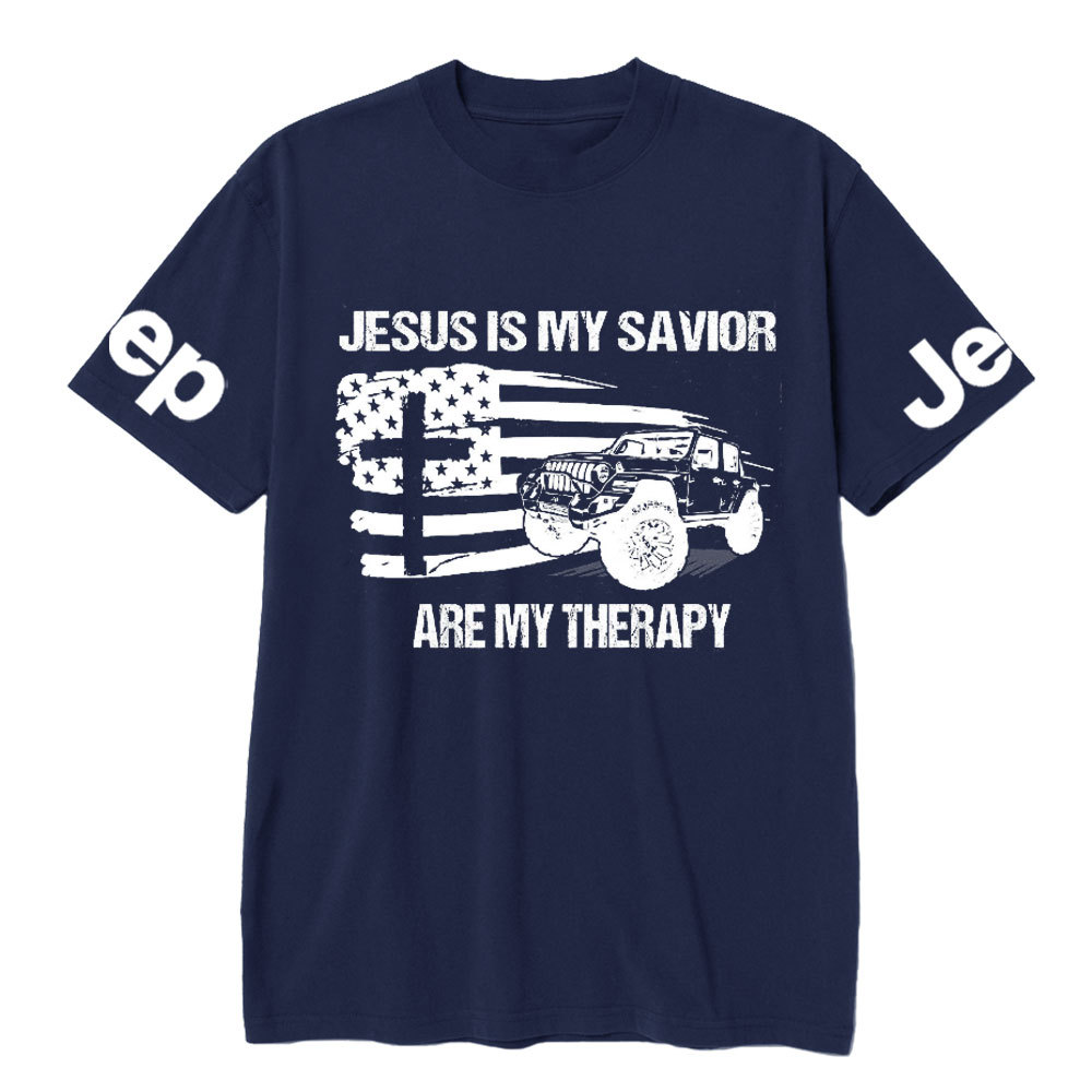 Jesus is My Savior, Jps are My Therapy Ameriacn Flag Cross and Jp Lover T-Shirt