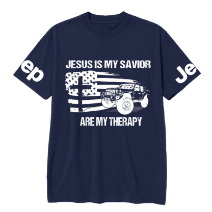 Jesus is My Savior, Jps are My Therapy Ameriacn Flag Cross and Jp Lover T-Shirt