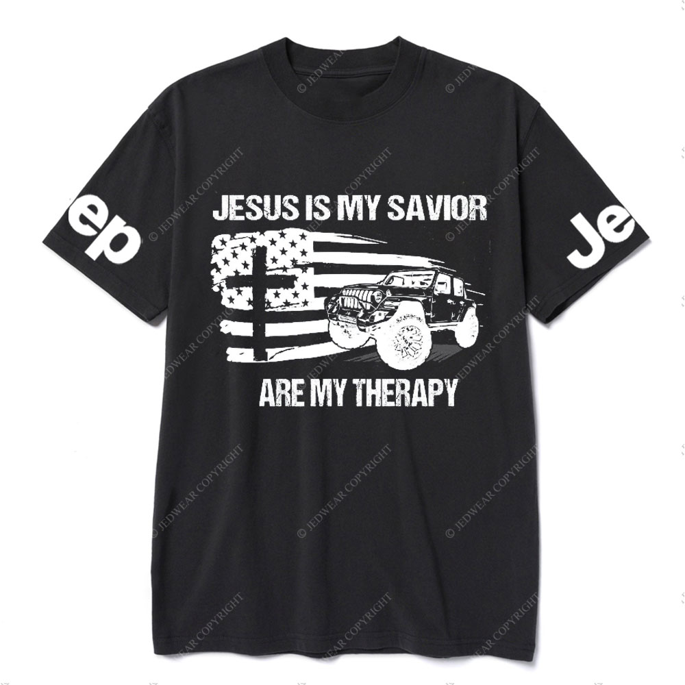 Jesus is My Savior, Jps are My Therapy Ameriacn Flag Cross and Jp Lover T-Shirt