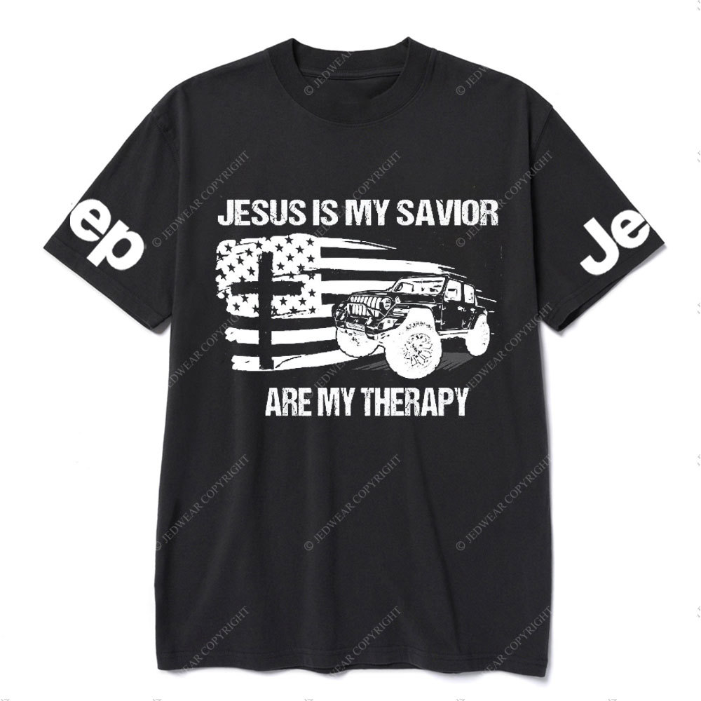 Jesus is My Savior, Jps are My Therapy Ameriacn Flag Cross and Jp Lover T-Shirt