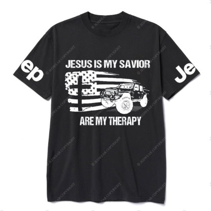 Jesus is My Savior, Jps are My Therapy Ameriacn Flag Cross and Jp Lover T-Shirt
