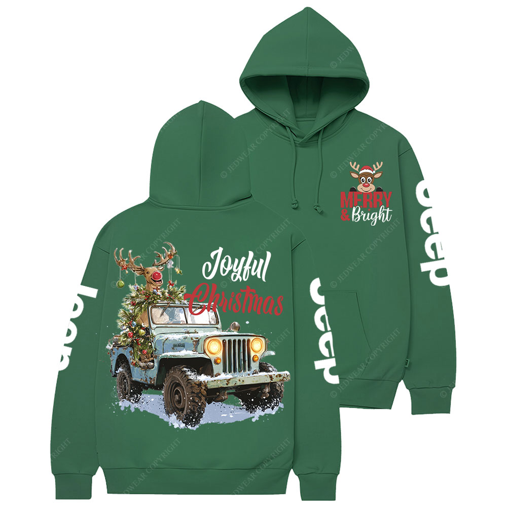 Joyful Christmas Merry and Bright Reindeer Jp Casual Hoodie
