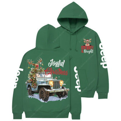 Joyful Christmas Merry and Bright Reindeer Jp Casual Hoodie