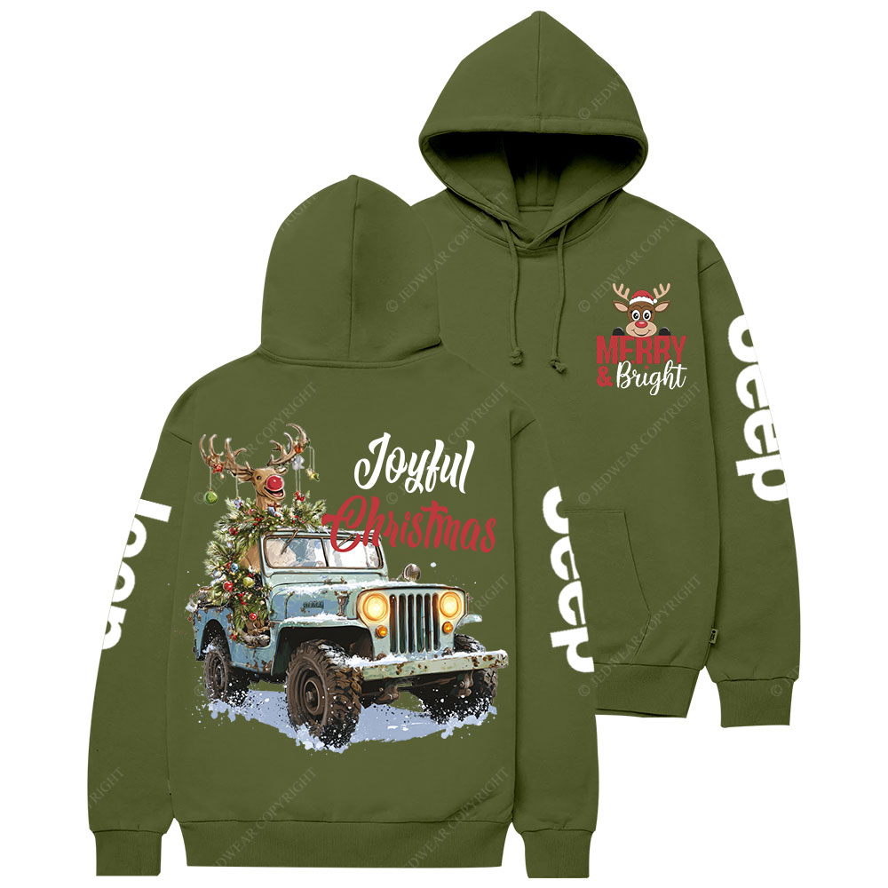 Joyful Christmas Merry and Bright Reindeer Jp Casual Hoodie