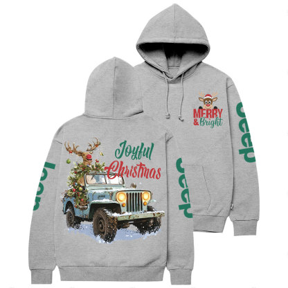 Joyful Christmas Merry and Bright Reindeer Jp Casual Hoodie