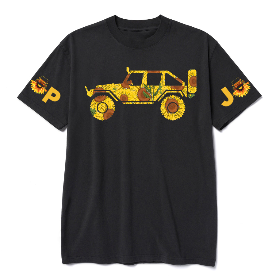 Jp Car With Sunflowers Floral T-Shirt