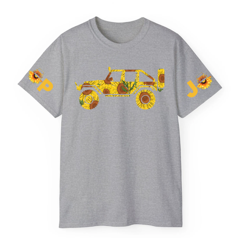Jp Car With Sunflowers Floral T-Shirt