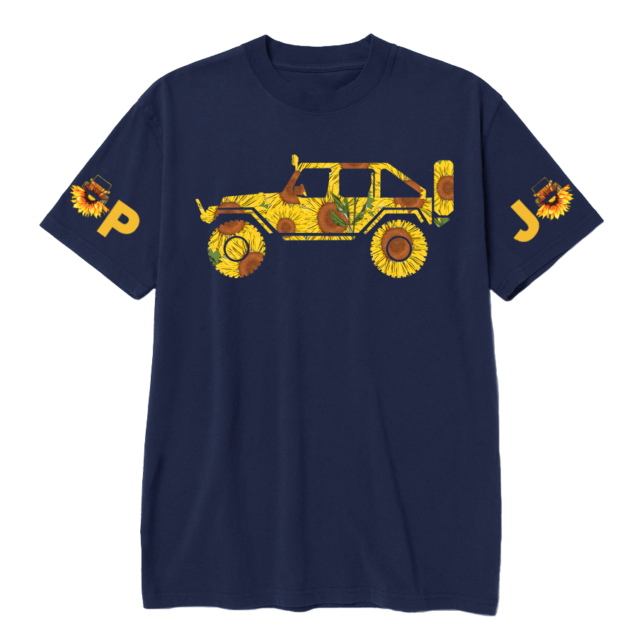 Jp Car With Sunflowers Floral T-Shirt