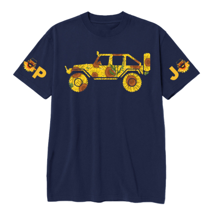 Jp Car With Sunflowers Floral T-Shirt
