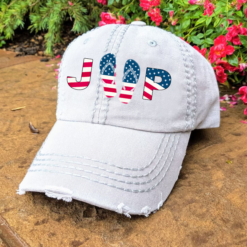 Jp USA Flag Flip Flop Baseball Cap