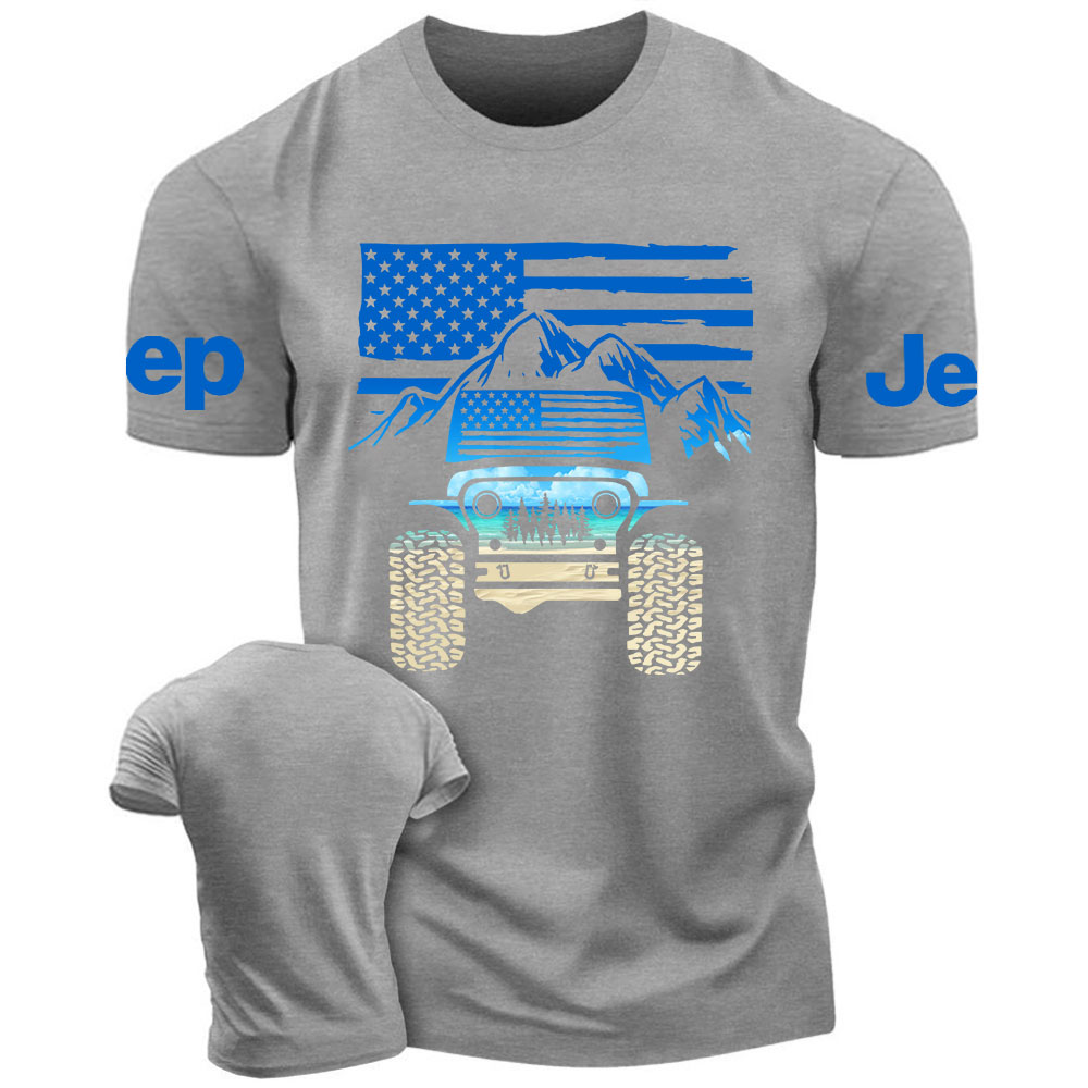 Jp American Flag Mountains Beach Fill Jp Men's T-Shirt