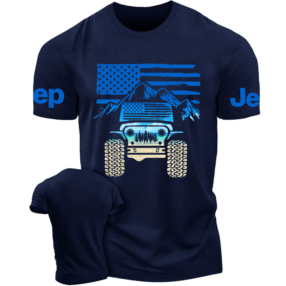Jp American Flag Mountains Beach Fill Jp Men's T-Shirt