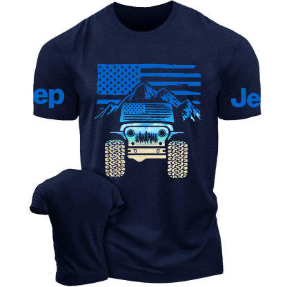 Jp American Flag Mountains Beach Fill Jp Men's T-Shirt