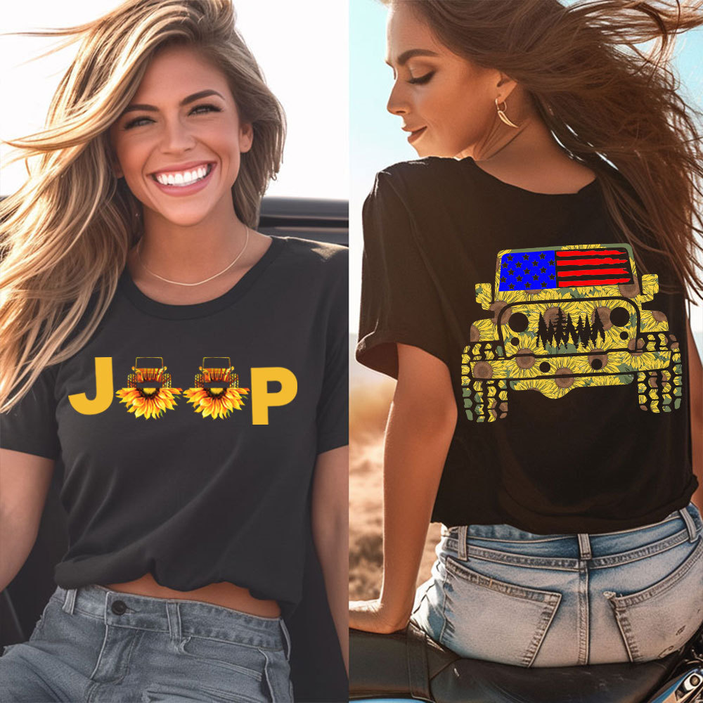 Jp Flag Adventure Grill Sunflowers Transfer Women T-Shirt