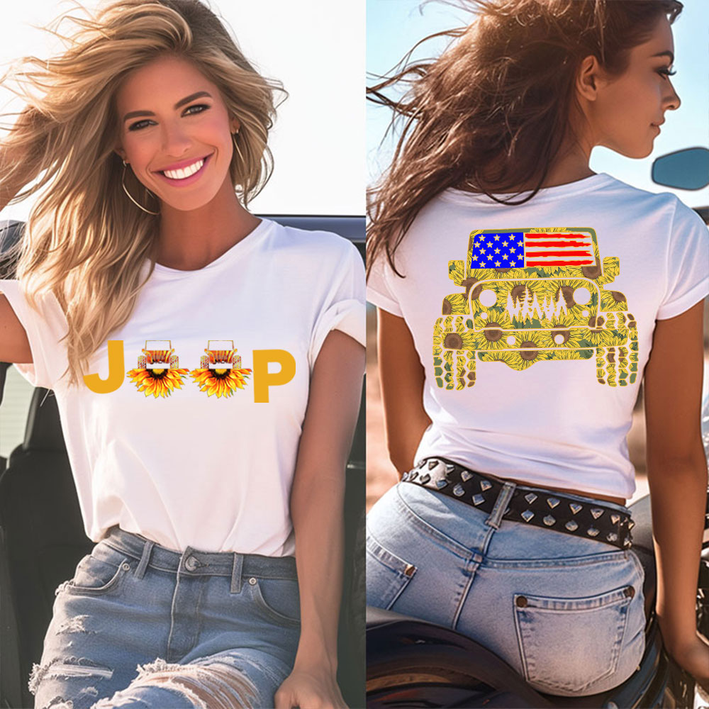 Jp Flag Adventure Grill Sunflowers Transfer Women T-Shirt