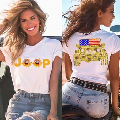 Jp Flag Adventure Grill Sunflowers Transfer Women T-Shirt