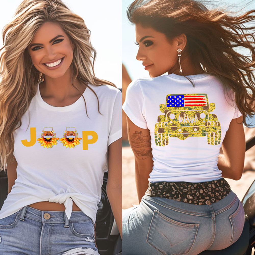Jp Flag Adventure Grill Sunflowers Transfer Women T-Shirt