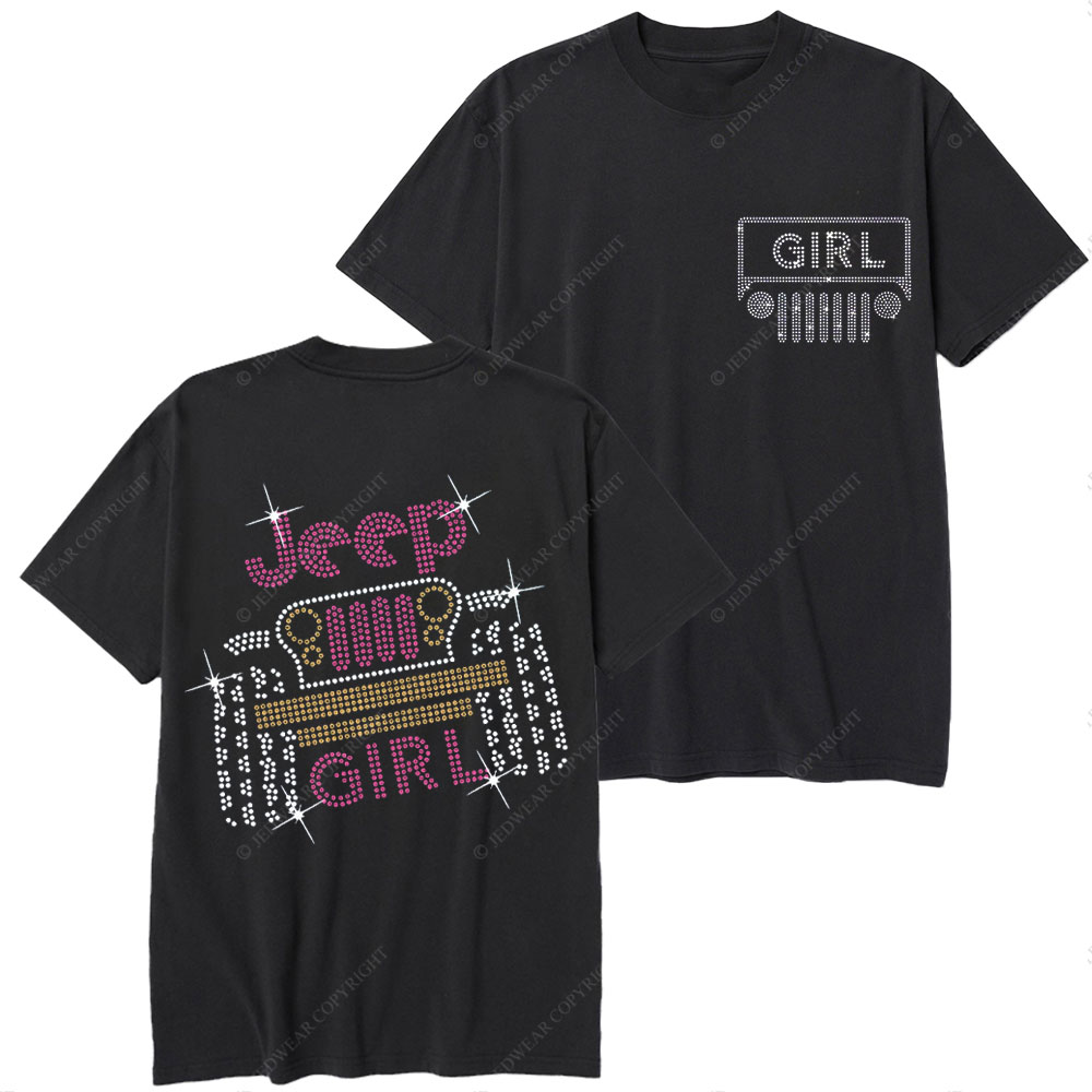 Rhinestone Jp Girl Printed Diamond T-Shirt