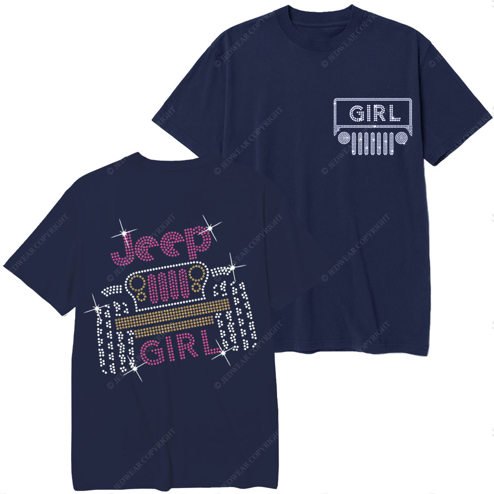 Rhinestone Jp Girl Printed Diamond T-Shirt