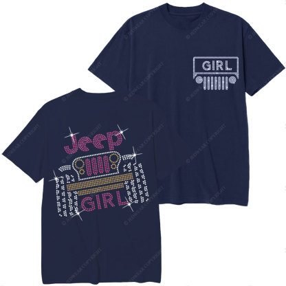 Rhinestone Jp Girl Printed Diamond T-Shirt