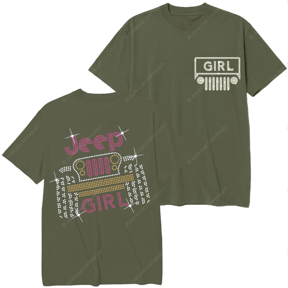 Rhinestone Jp Girl Printed Diamond T-Shirt