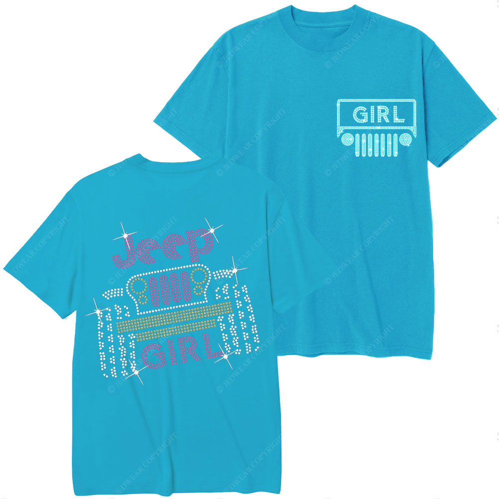 Rhinestone Jp Girl Printed Diamond T-Shirt
