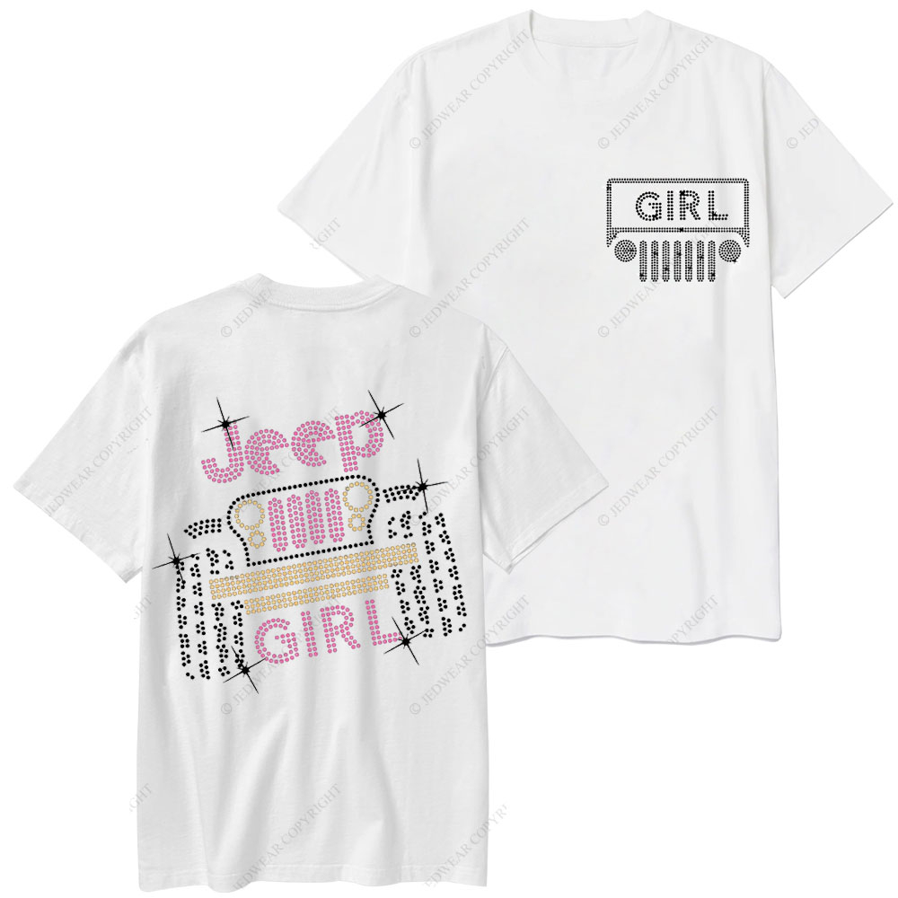 Rhinestone Jp Girl Printed Diamond T-Shirt
