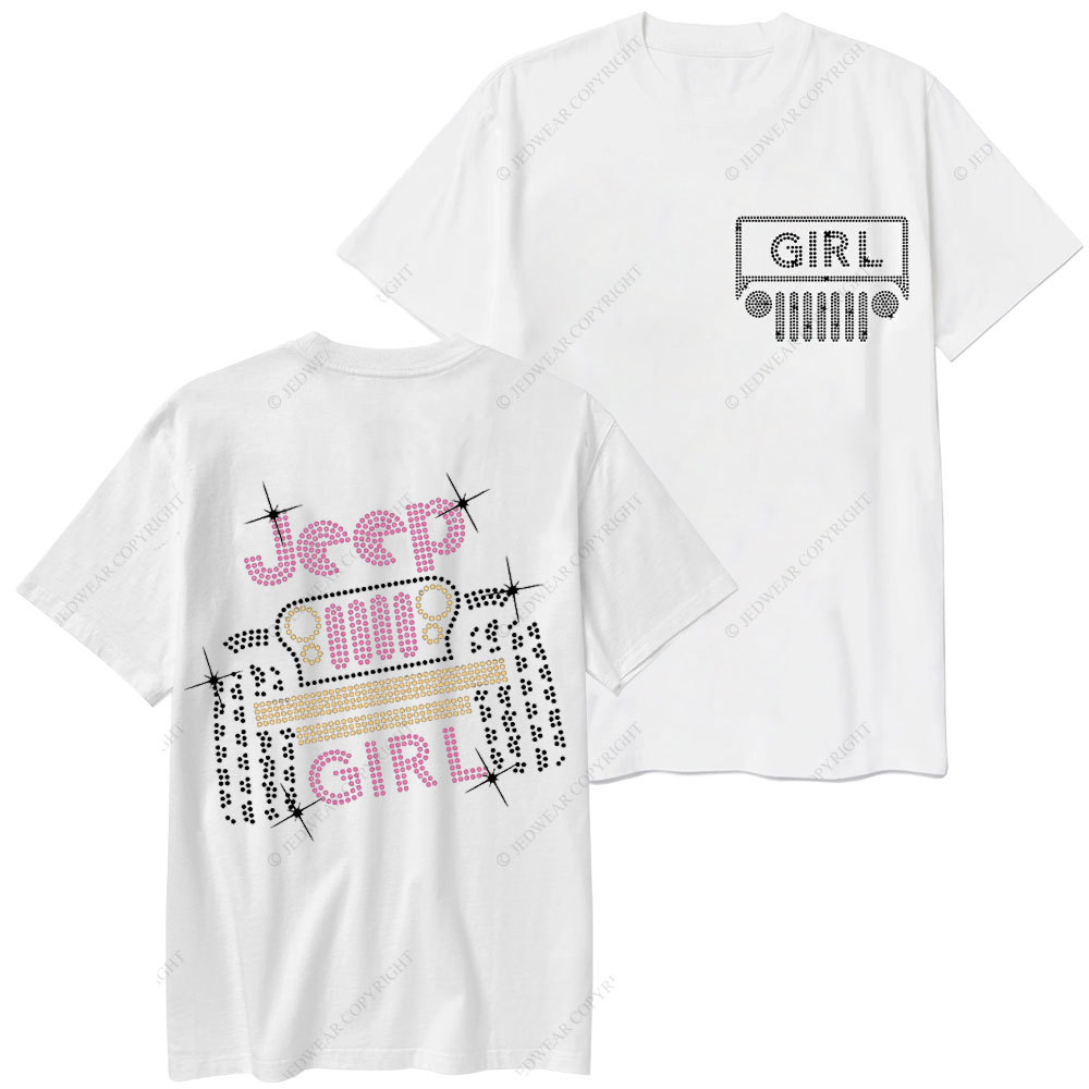 Rhinestone Jp Girl Printed Diamond T-Shirt