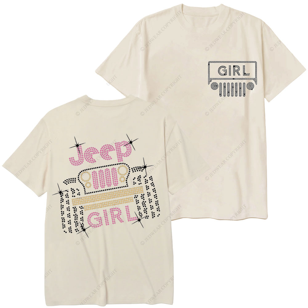Rhinestone Jp Girl Printed Diamond T-Shirt