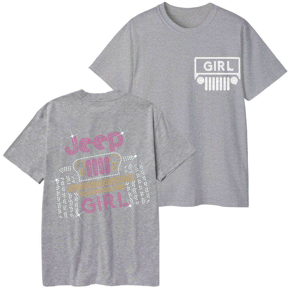 Rhinestone Jp Girl Printed Diamond T-Shirt