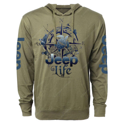 Jp Life Compass Sketch Turtle Oversized Lightweight Hoodie
