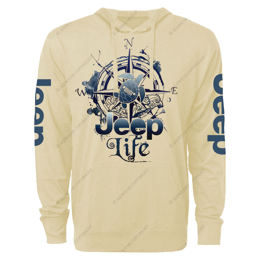 Jp Life Compass Sketch Turtle Oversized Lightweight Hoodie
