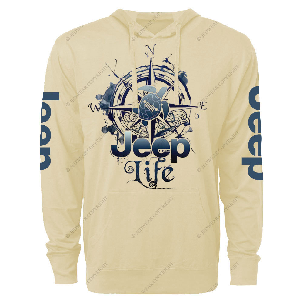 Jp Life Compass Sketch Turtle Oversized Lightweight Hoodie
