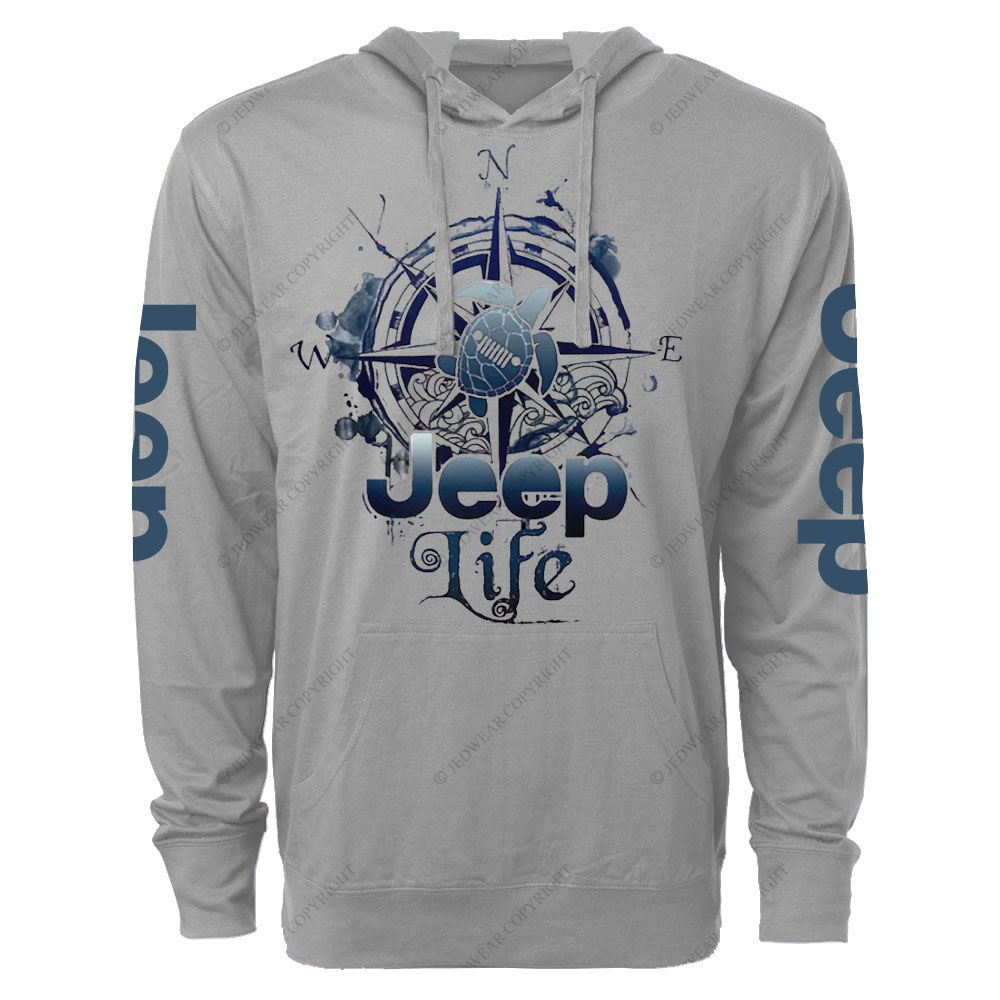Jp Life Compass Sketch Turtle Oversized Lightweight Hoodie