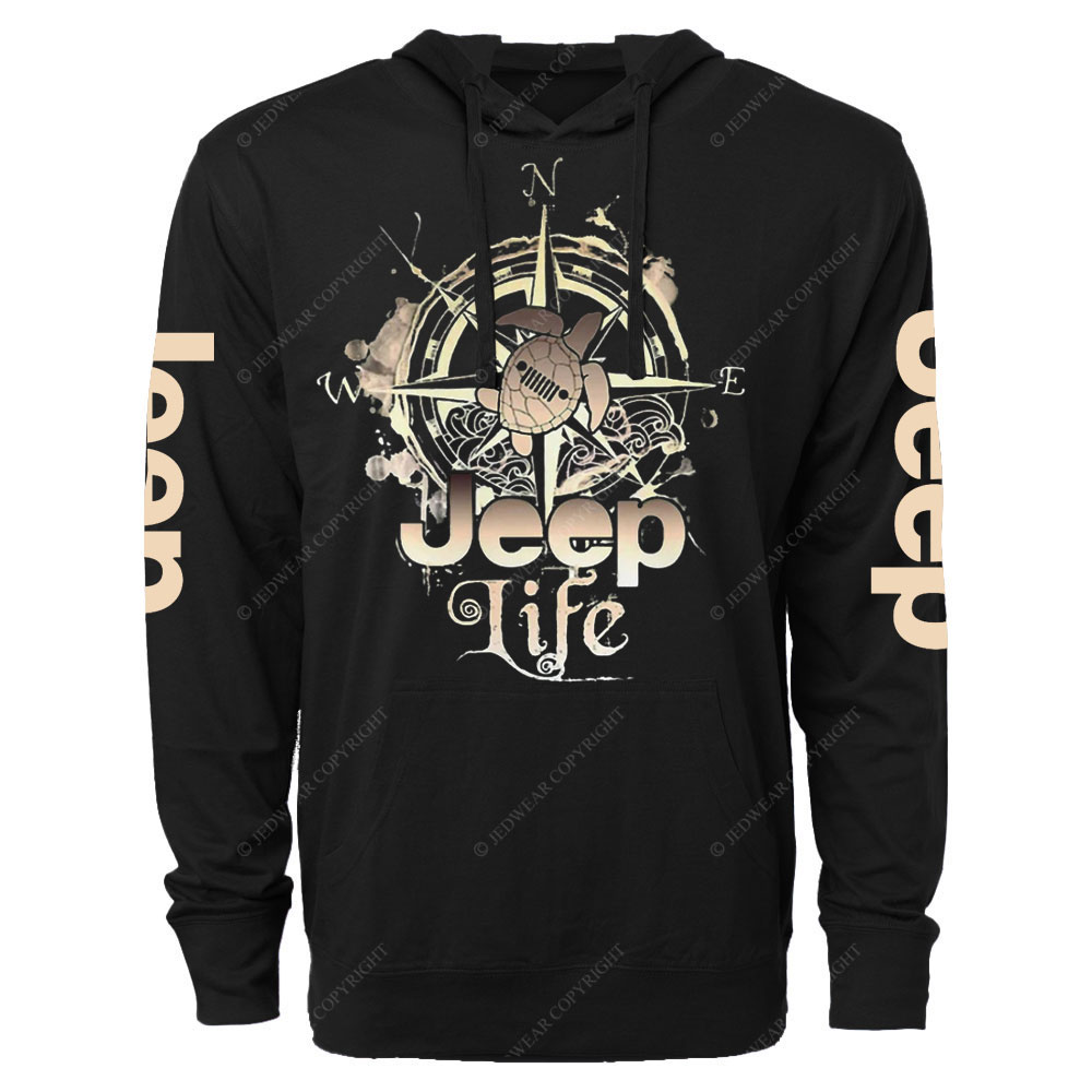 Jp Life Compass Sketch Turtle Oversized Lightweight Hoodie