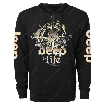Jp Life Compass Sketch Turtle Oversized Lightweight Hoodie