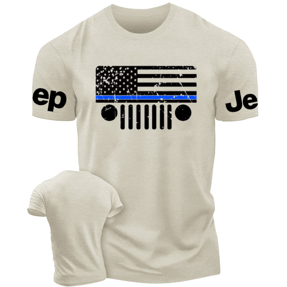 Jp Police Blue Line Distressed Flag T-Shirt