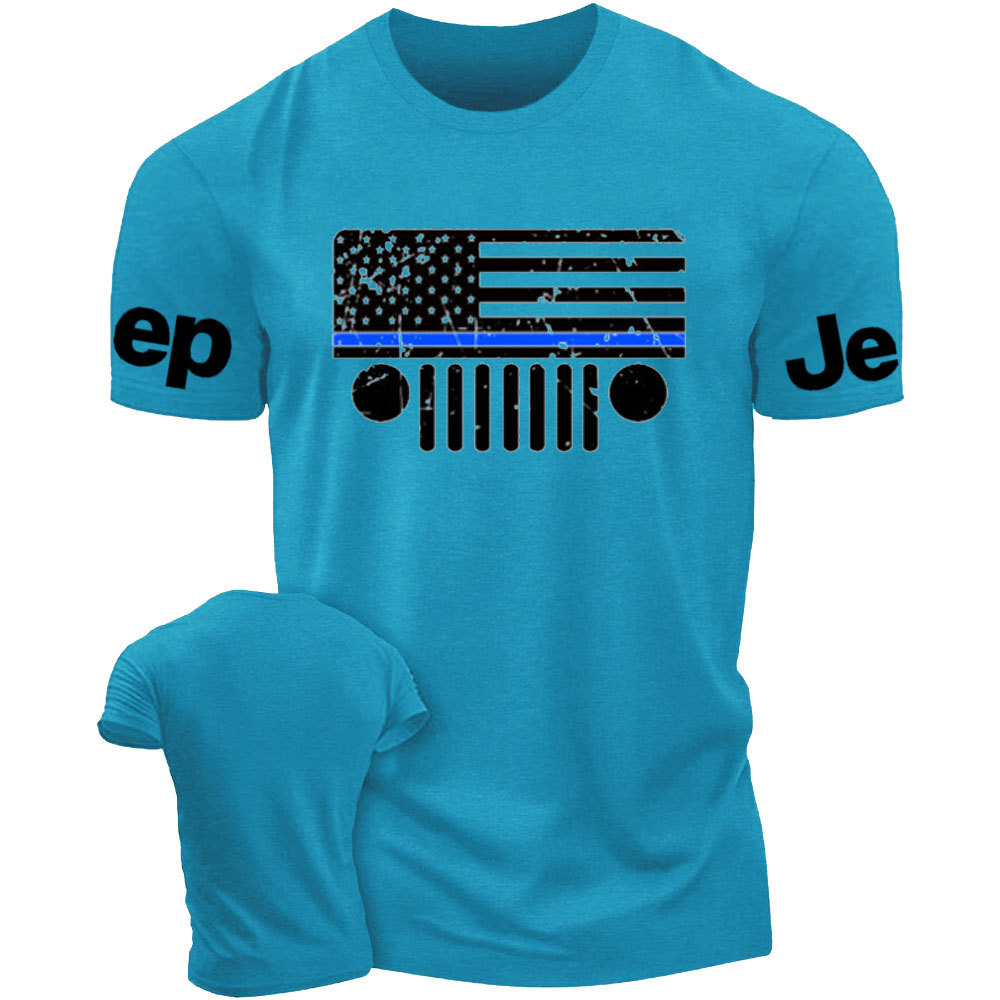 Jp Police Blue Line Distressed Flag T-Shirt