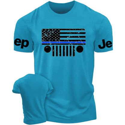 Jp Police Blue Line Distressed Flag T-Shirt