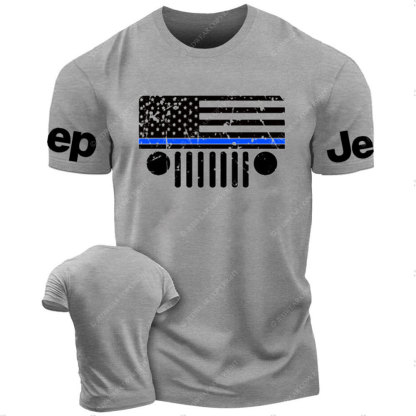 Jp Police Blue Line Distressed Flag T-Shirt