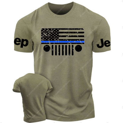 Jp Police Blue Line Distressed Flag T-Shirt