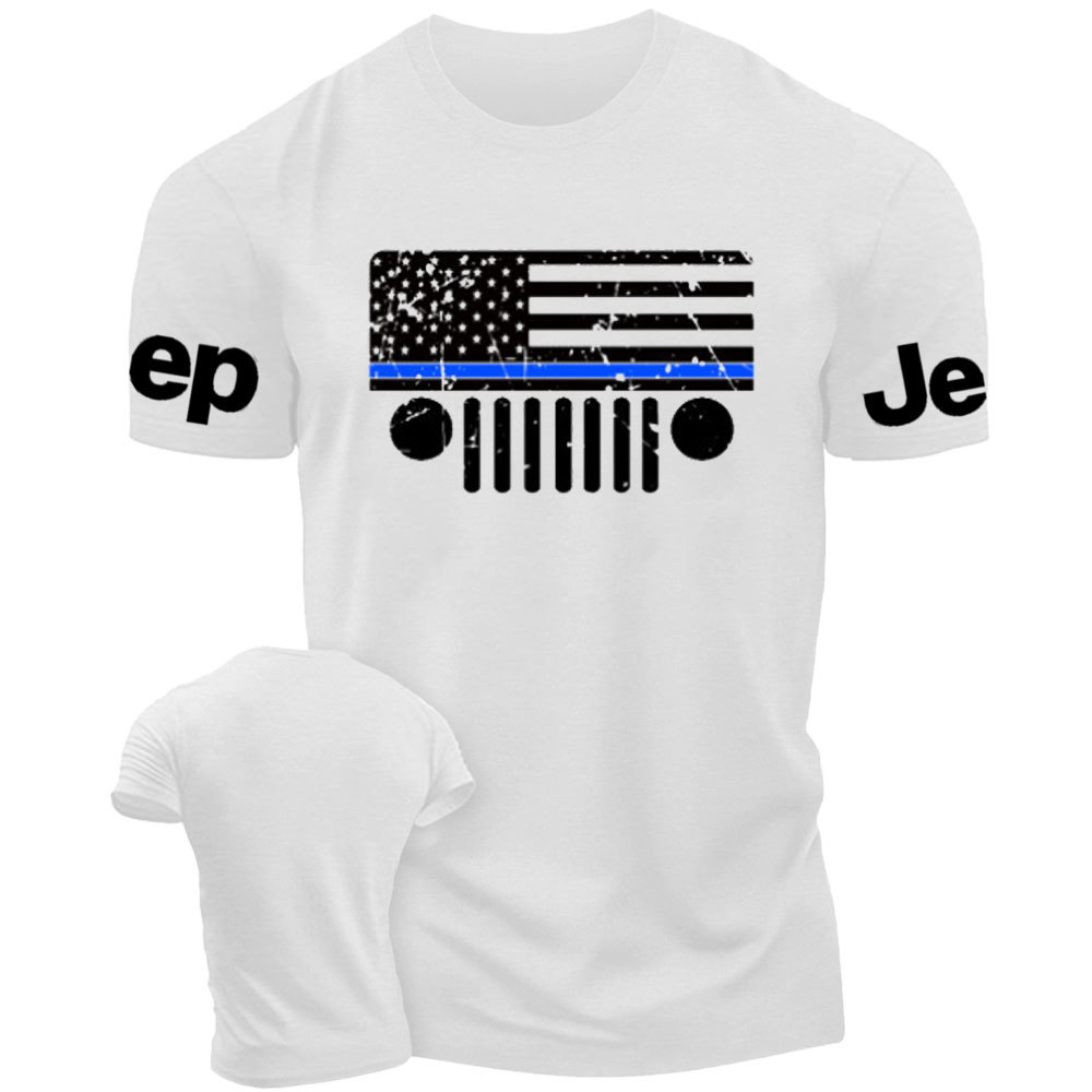 Jp Police Blue Line Distressed Flag T-Shirt