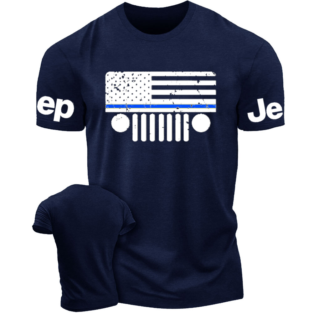Jp Police Blue Line Distressed Flag T-Shirt